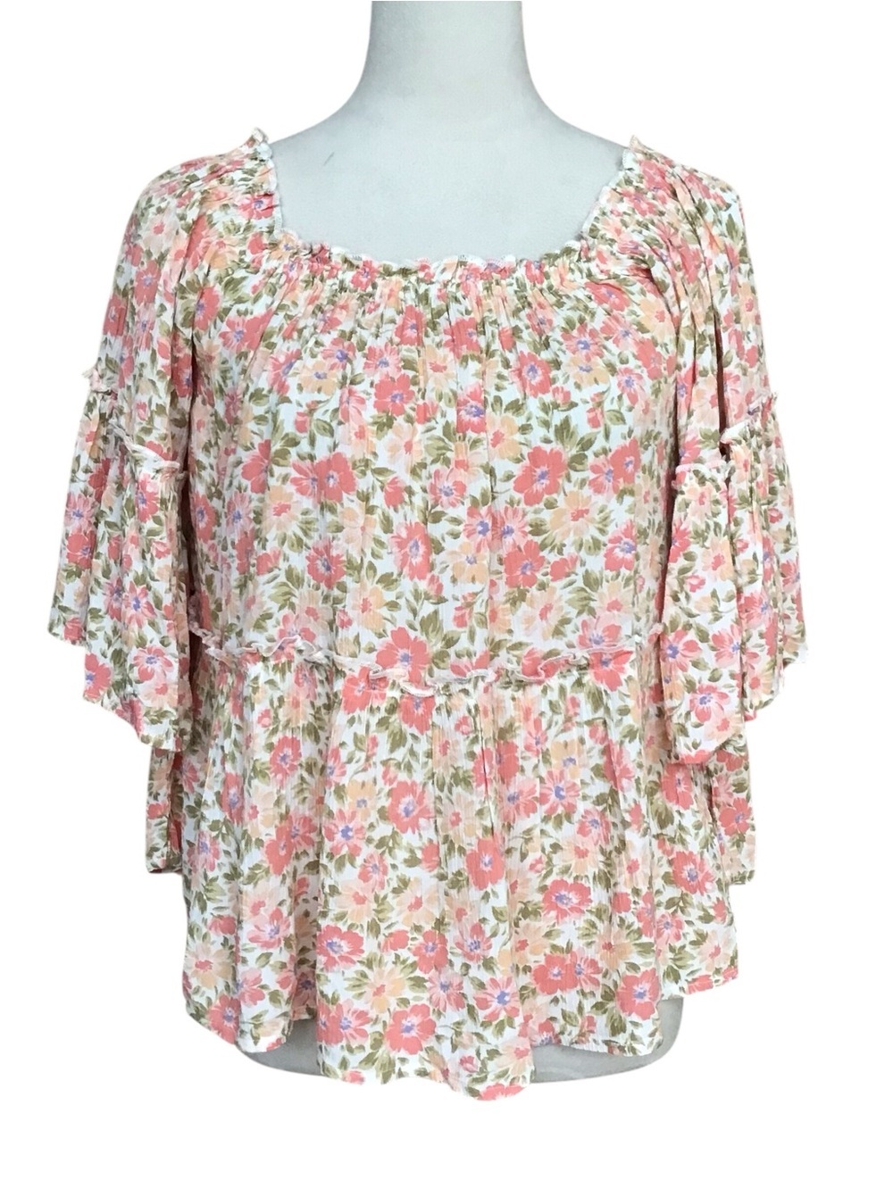 American Eagle Boho Floral Flutter Sleeve Top NEW